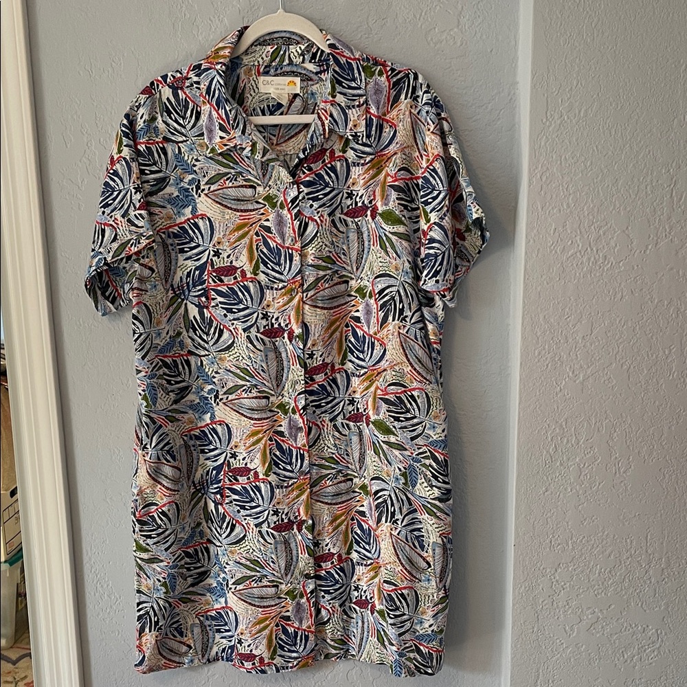 Casual Floral Print Midi Dress- Multicolor